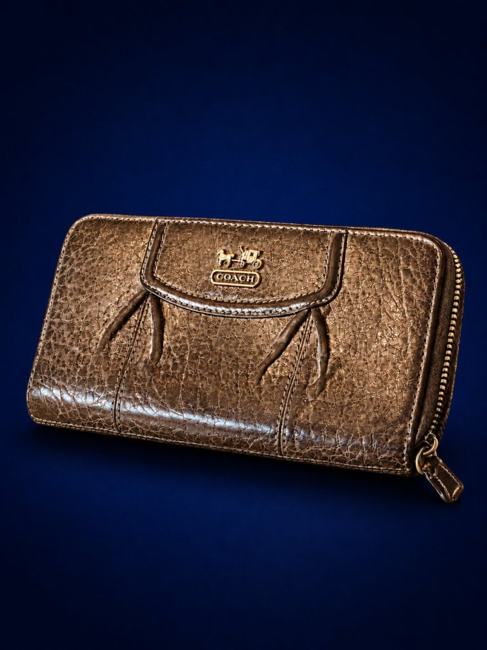Coach Metallic Bronze Zip Wallet